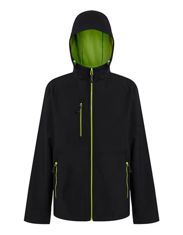 Navigate 2-Layer Hooded Softshell Jacket - Black/Lime