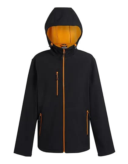 Navigate 2-Layer Hooded Softshell Jacket - Black/Orange Pop