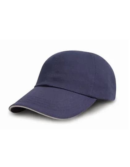 Brushed Cotton Decorators Cap With Sandwich Peak - Navy/Putty