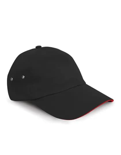 Printers Plush Cotton 5 Panel Cap - Black/Red