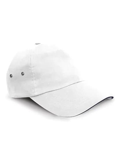 Printers Plush Cotton 5 Panel Cap - White/Navy