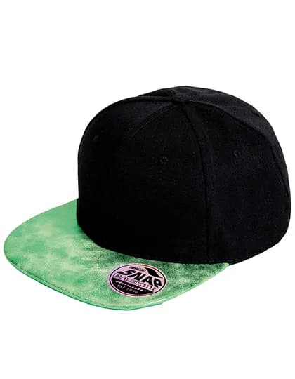 Bronx Flat Glitter Peak Snapback Cap - Black/Green