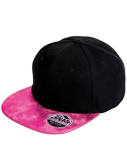 Bronx Flat Glitter Peak Snapback Cap - Black/Pink