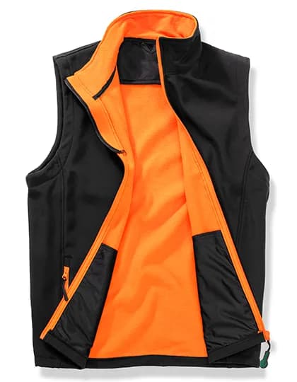 Mens Printable Softshell Bodywarmer with Recycled Fleece Inner - Black/Orange