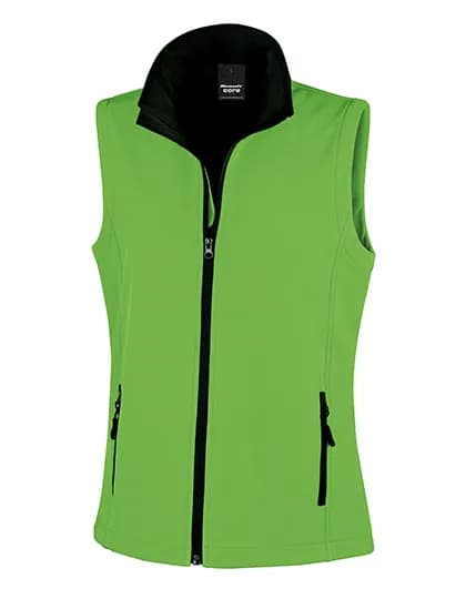 Women´s Printable Softshell Bodywarmer with Recycled Fleece Inner - Vivid Green/Black