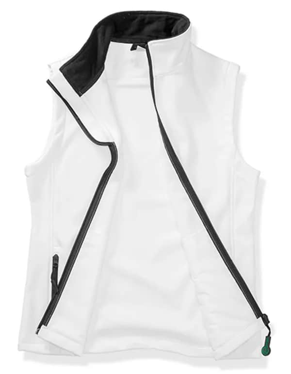 Women´s Printable Softshell Bodywarmer with Recycled Fleece Inner - White/Black