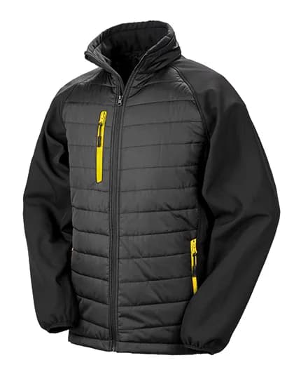 Recycled Compass Padded Softshell - Black/Yellow