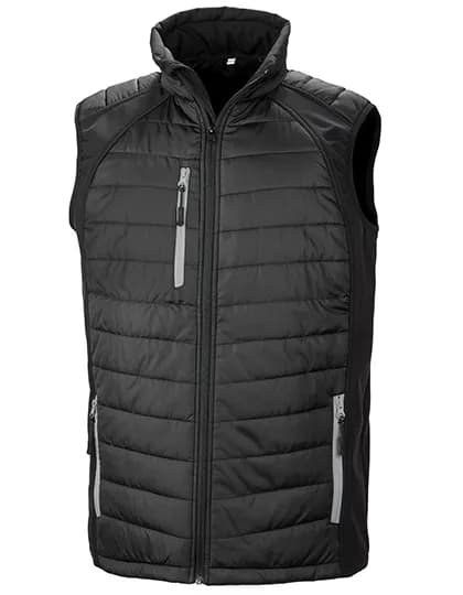 Recycled Compass Padded Softshell Gilet - Black/Grey