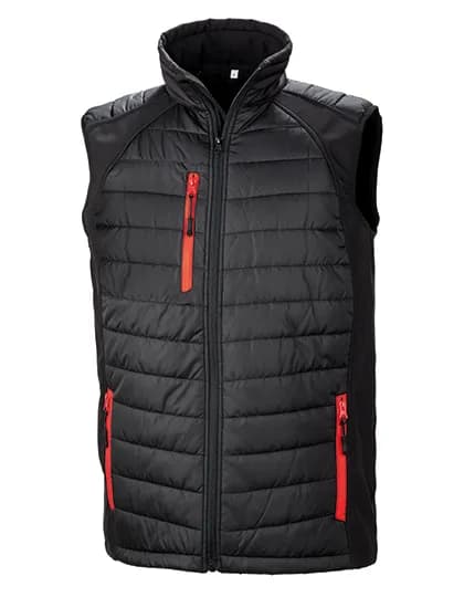 Recycled Compass Padded Softshell Gilet - Black/Red