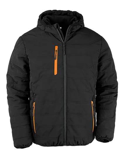 Recycled Black Compass Padded Winter Jacket - Black/Orange