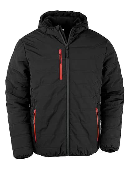 Recycled Black Compass Padded Winter Jacket - Black/Red