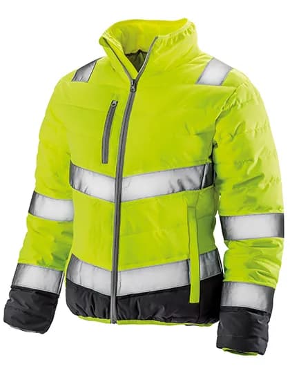 Women´s Soft Padded Safety Jacket - Fluorescent Yellow/Grey