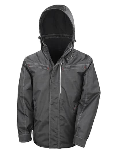 Denim Texture Rugged Jacket - Black