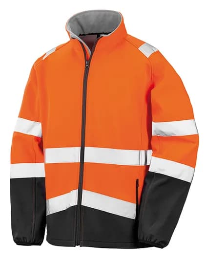 Printable Safety Softshell Jacket - Fluorescent Orange/Black