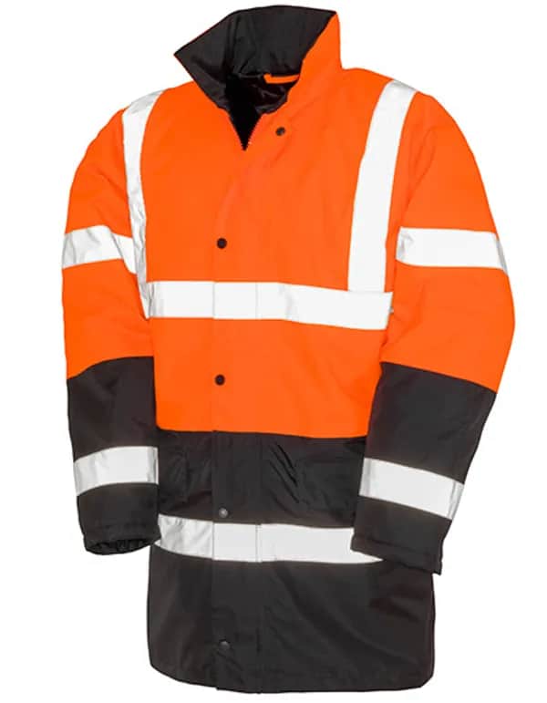 Motorway 2-Tone Safety Coat - Fluorescent Orange/Black