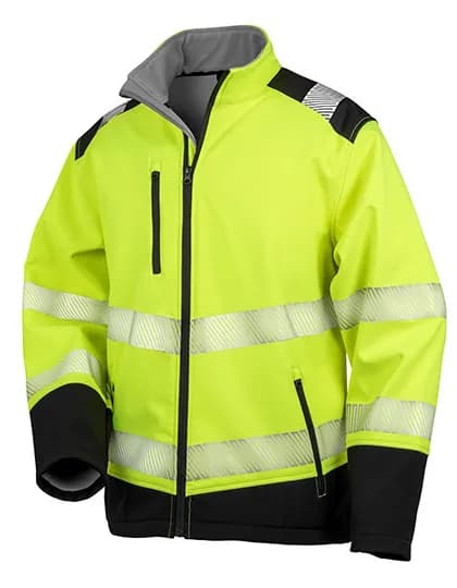 Printable Ripstop Safety Softshell Jacket - Fluorescent Yellow/Black