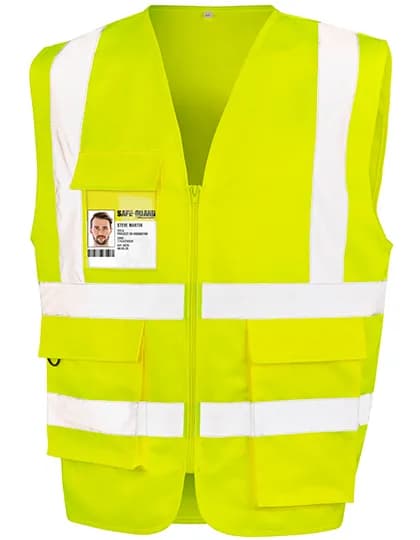 Heavy Duty Polycotton Security Vest - Fluorescent Yellow