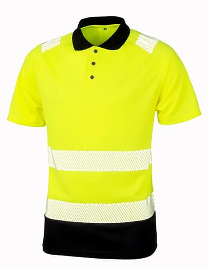 Recycled Safety Polo Shirt - Fluorescent Yellow/Black