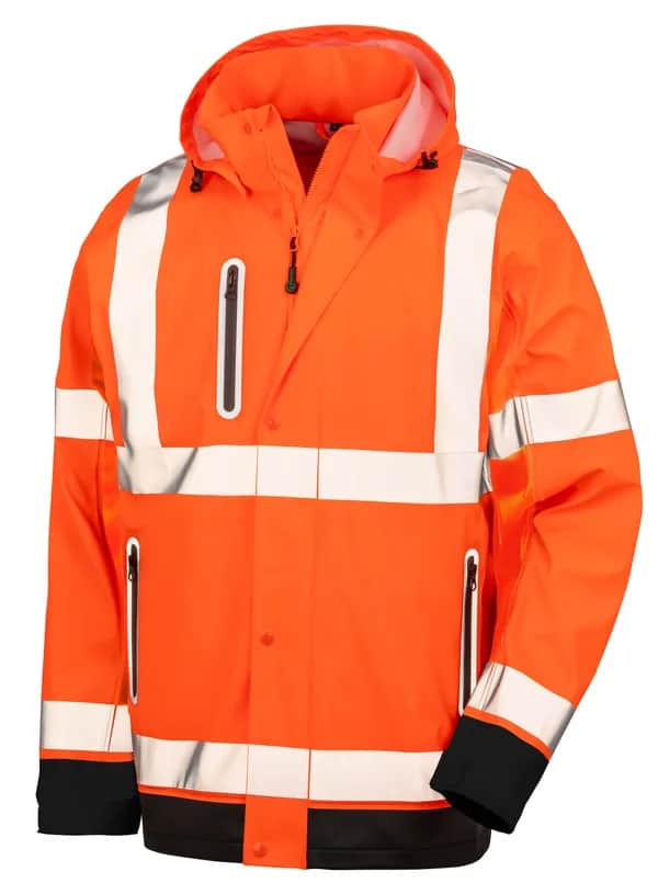 Heavy Duty Prism PU Safe & Dry Jacket with Recycled Backing - Fluorescent Orange/Black