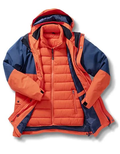 Recycled 3-In-1 Padded Ripstop Jacket - Orange/Navy
