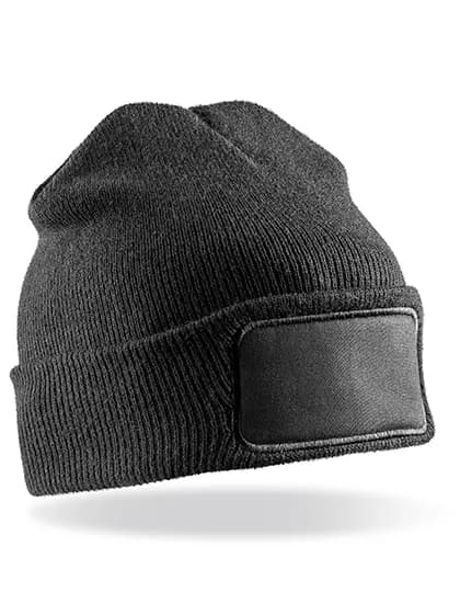 Recycled Double Knit Printers Beanie - Black