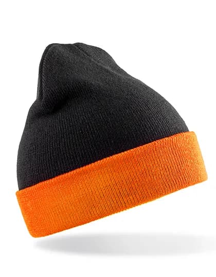 Recycled Black Compass Beanie - Black/Orange