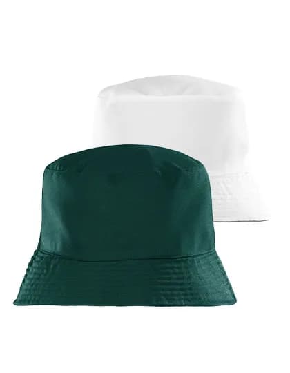 Recycled Reversible Bucket Hat - Bottle Green/White