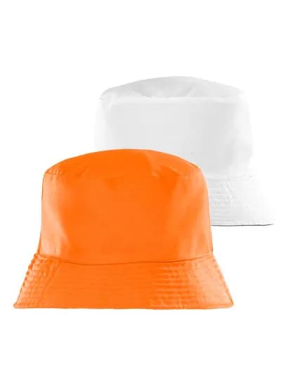 Recycled Reversible Bucket Hat - Orange/White