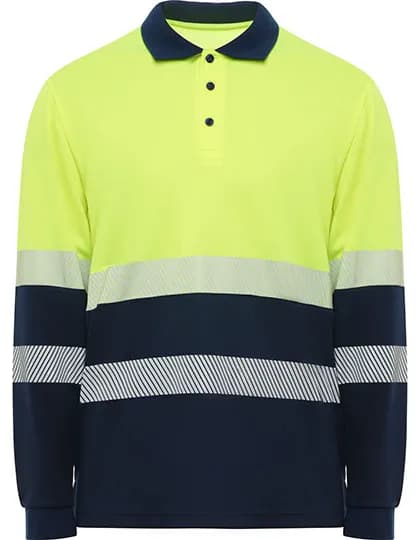 Polo Shirt Vega Long Sleeve - Navy Blue 55/Fluor Yellow 221