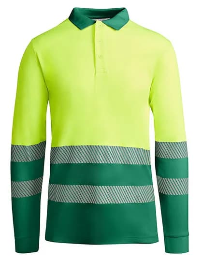 Poloshirt Atrio Longsleeve - Garden Green 52/Fluor Yellow 221