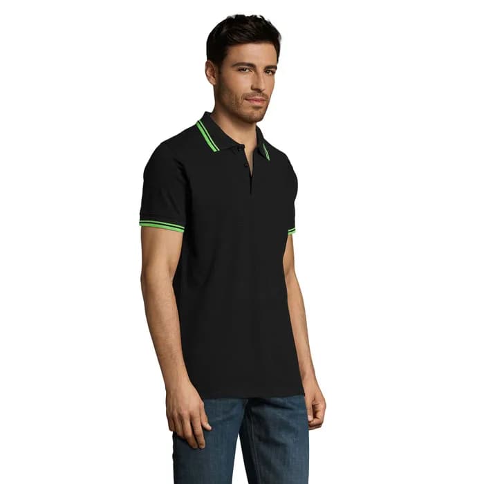 PASADENA HERREN POLO 200 - PASADENA MEN - Black/Lime