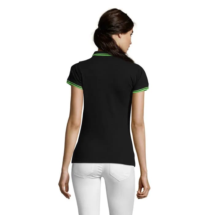 PASADENA Damen Polo 200g - PASADENA WOMEN - Black/Lime