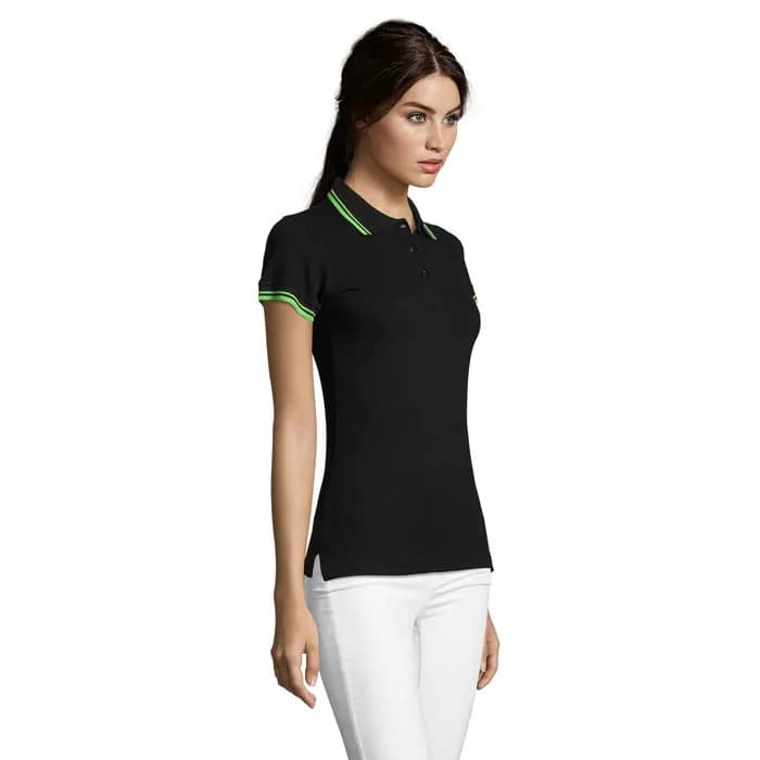 PASADENA Damen Polo 200g - PASADENA WOMEN - Black/Lime