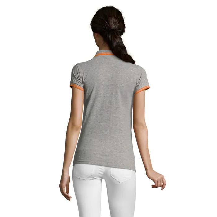 PASADENA Damen Polo 200g - PASADENA WOMEN - Melange Grau/Orange