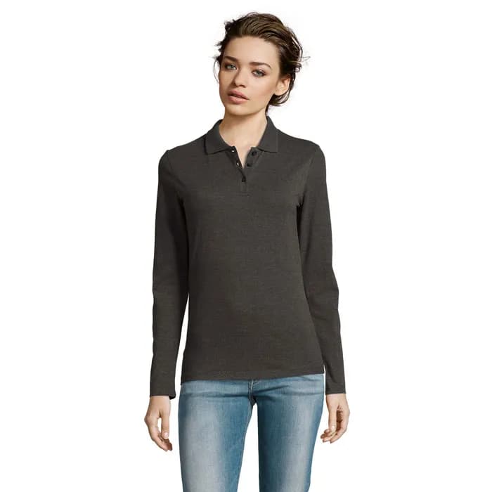 PERFECT LSL WOMEN POLO 180 - PERFECT LSL WOMEN - Charcoal Melange