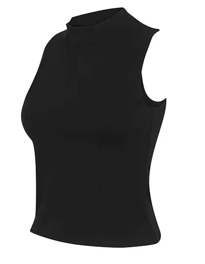 Women´s High Neck Crop Vest - Black