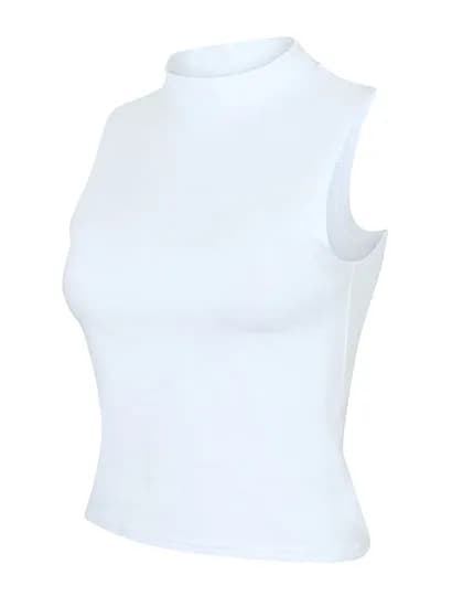 Women´s High Neck Crop Vest - White