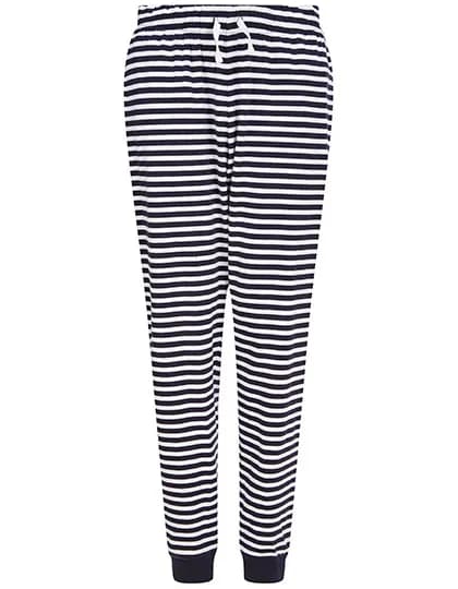 Unisex Cuffed Lounge Pants - Navy/White Stripes