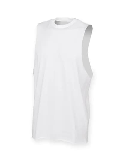 Men´s High Neck Slash Armhole Vest - White