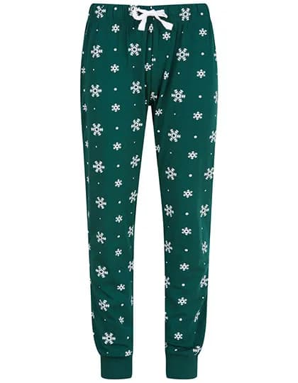 Kids´ Cuffed Lounge Pants - Bottle/White Snowflakes