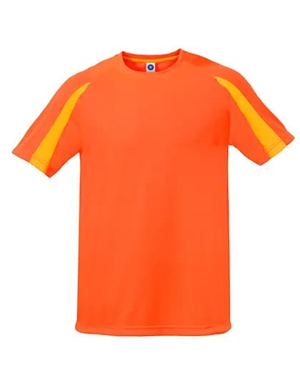 Unisex Contrast Sports T-Shirt - Fluorescent Orange/Gold