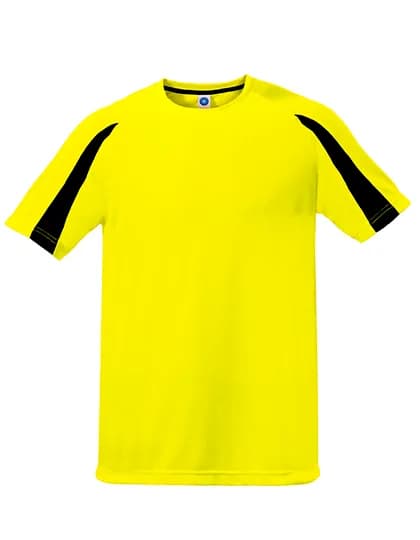Unisex Contrast Sports T-Shirt - Fluorescent Yellow/Black