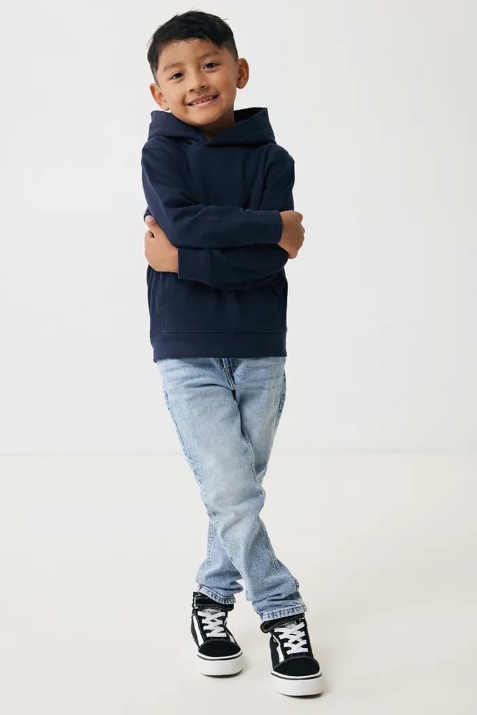 IQONIQ Yengo KidsHoodie mit Seitentaschen aus rec. Baumwolle - navy blau