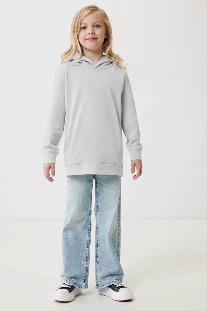 IQONIQ Yengo KidsHoodie mit Seitentaschen aus rec. Baumwolle - light heather grey