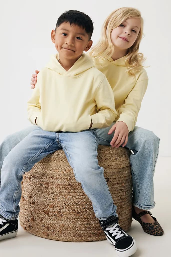 IQONIQ Yengo KidsHoodie mit Seitentaschen aus rec. Baumwolle - cream yellow