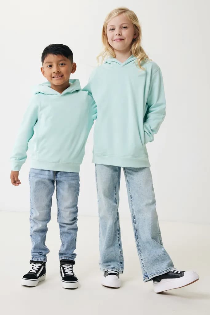 IQONIQ Yengo KidsHoodie mit Seitentaschen aus rec. Baumwolle - crushed mint