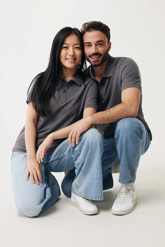 IQONIQ Yosemite Piqué-Poloshirt aus recycelter Baumwolle - anthrazit