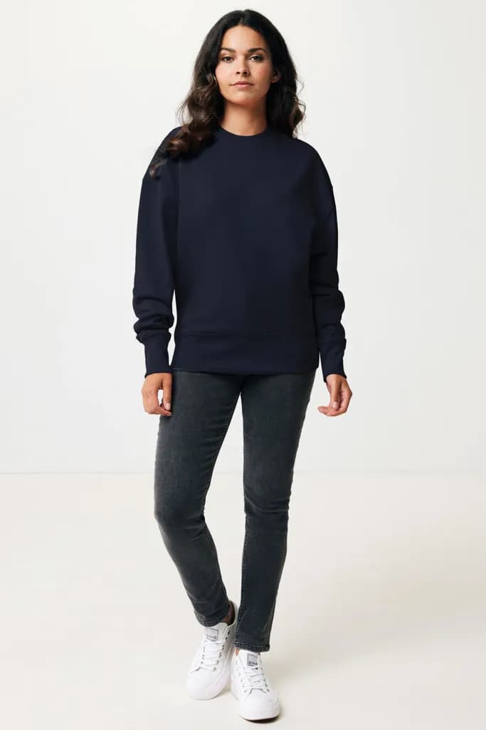 IQONIQ Kruger Relax-Rundhals-Sweater aus recycelt. Baumwolle - navy blau