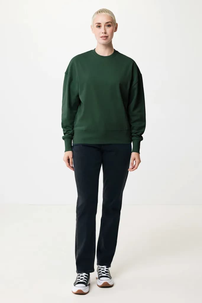 IQONIQ Kruger Relax-Rundhals-Sweater aus recycelt. Baumwolle - forest green