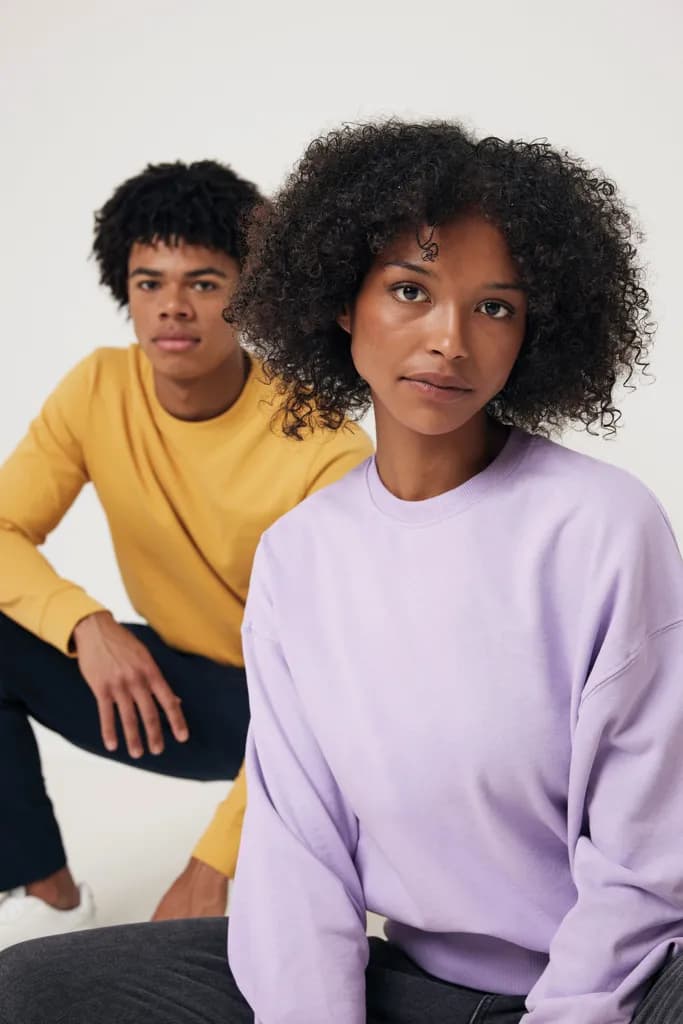 IQONIQ Kruger Relax-Rundhals-Sweater aus recycelt. Baumwolle - lavender